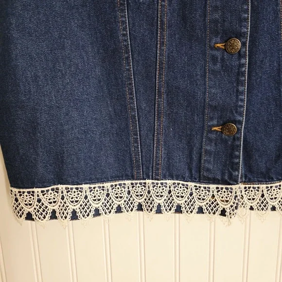 Vintage Cassee's Blue Denim Vest Button Up Trucker Women's Size L - Picture 5 of 6